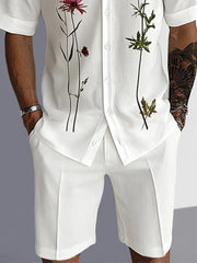 Effortless Floral Print Shirt Shorts Set