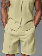 Athleisure Zipped Tank Top Shorts Set