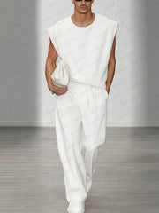 Urban Casual Shoulder Pad Tank Top Set