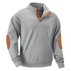 Men's Casual Long Sleeve Stand Collar Pullover Sweatshirts With Pocket