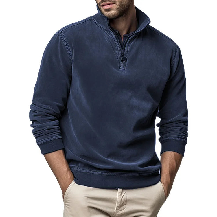 🔥HOT SALE🔥Gentleman's Half Zip Henley Fleece Sweatshirt
