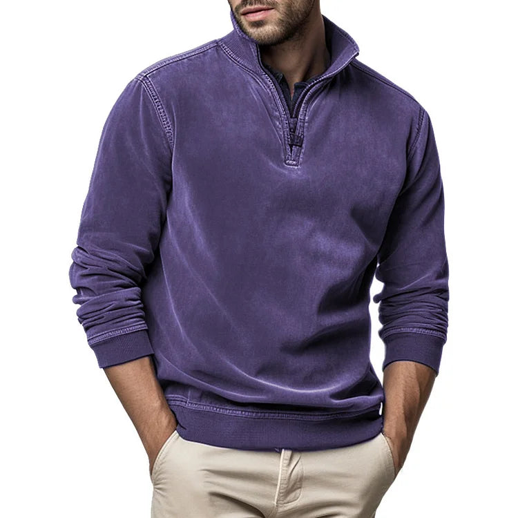 🔥HOT SALE🔥Gentleman's Half Zip Henley Fleece Sweatshirt
