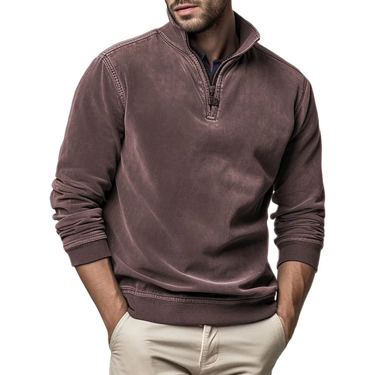 🔥HOT SALE🔥Gentleman's Half Zip Henley Fleece Sweatshirt
