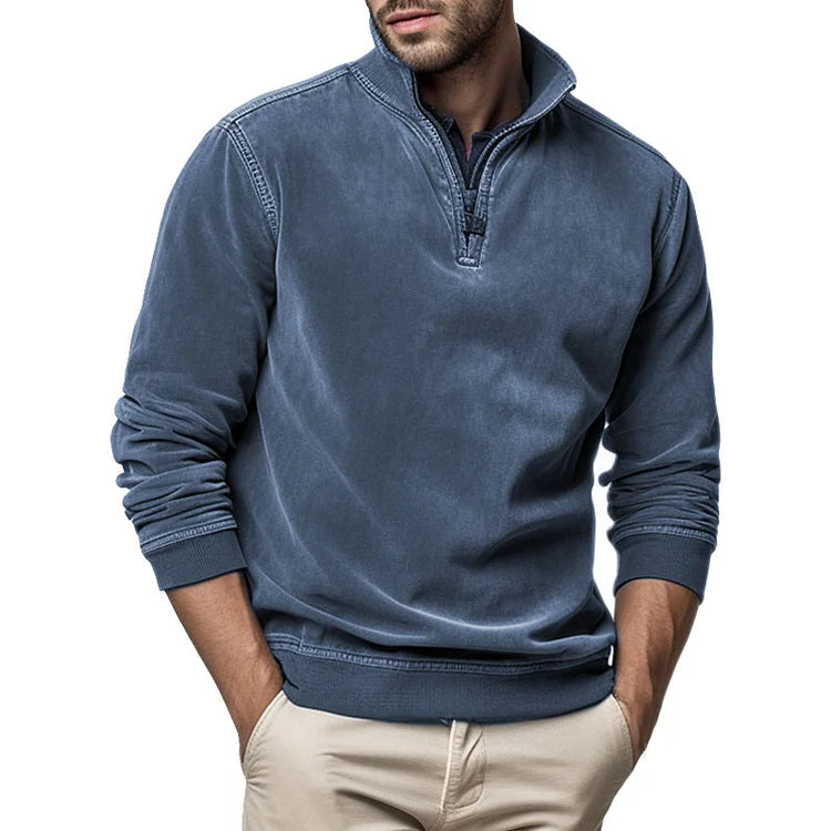 🔥HOT SALE🔥Gentleman's Half Zip Henley Fleece Sweatshirt