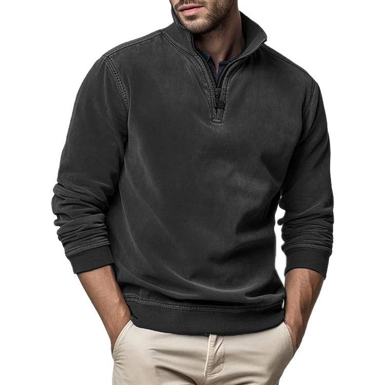 🔥HOT SALE🔥Gentleman's Half Zip Henley Fleece Sweatshirt