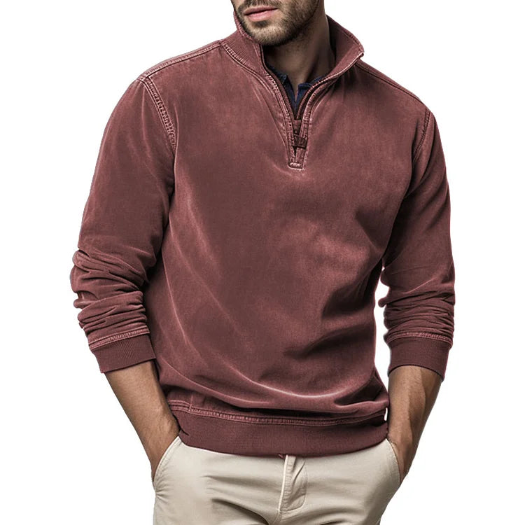 🔥HOT SALE🔥Gentleman's Half Zip Henley Fleece Sweatshirt