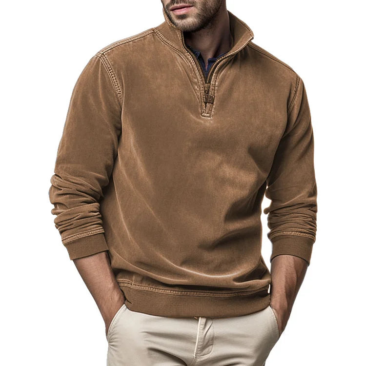 🔥HOT SALE🔥Gentleman's Half Zip Henley Fleece Sweatshirt