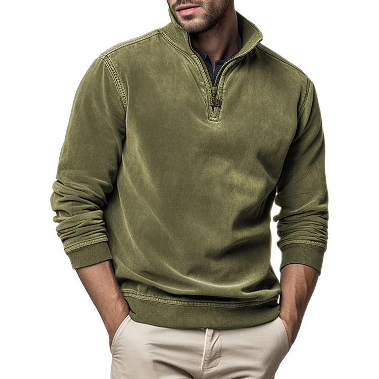 🔥HOT SALE🔥Gentleman's Half Zip Henley Fleece Sweatshirt