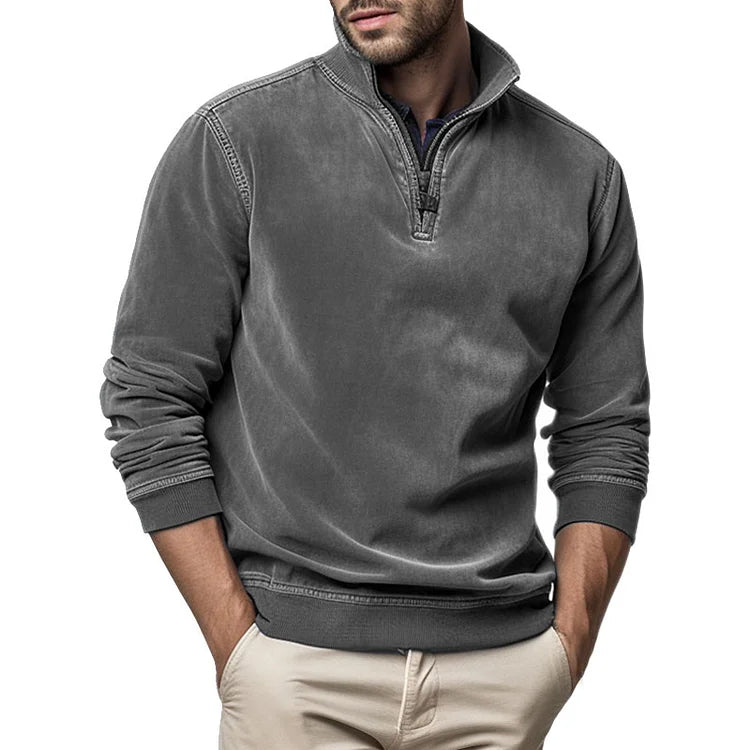 🔥HOT SALE🔥Gentleman's Half Zip Henley Fleece Sweatshirt