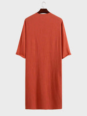 Long Cotton Linen Style Slit Shirt