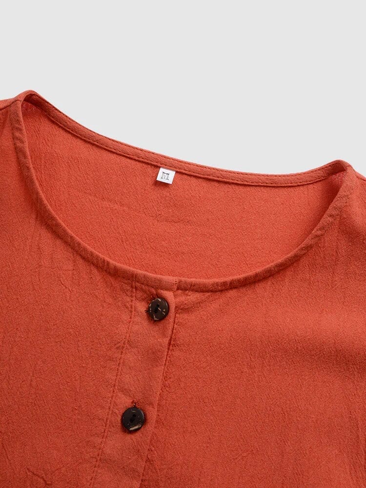 Long Cotton Linen Style Slit Shirt