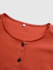 Long Cotton Linen Style Slit Shirt