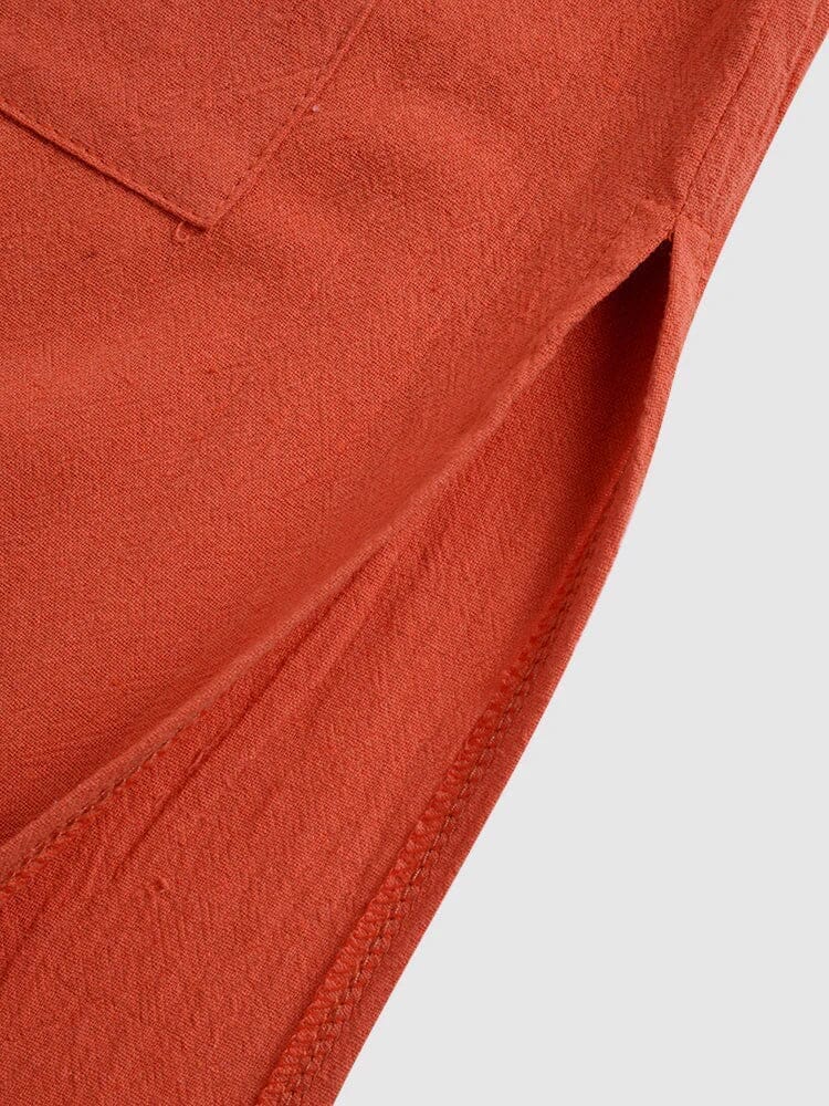 Long Cotton Linen Style Slit Shirt