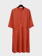 Long Cotton Linen Style Slit Shirt