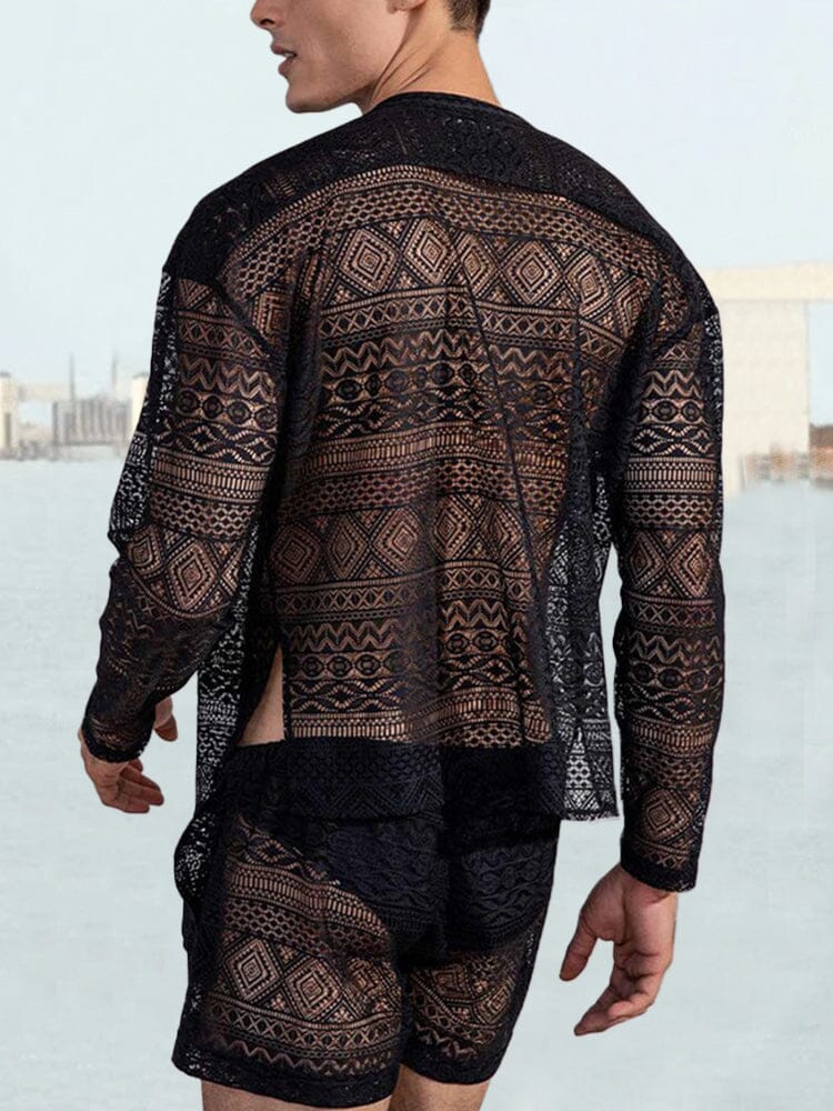 Hollow Out Lace Shirt Sets