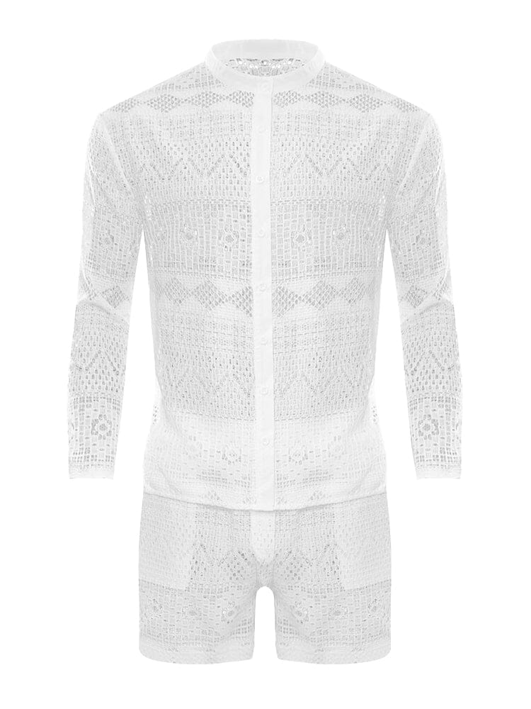 Hollow Out Lace Shirt Sets
