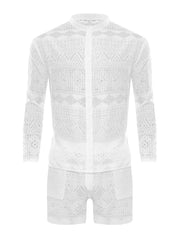 Hollow Out Lace Shirt Sets