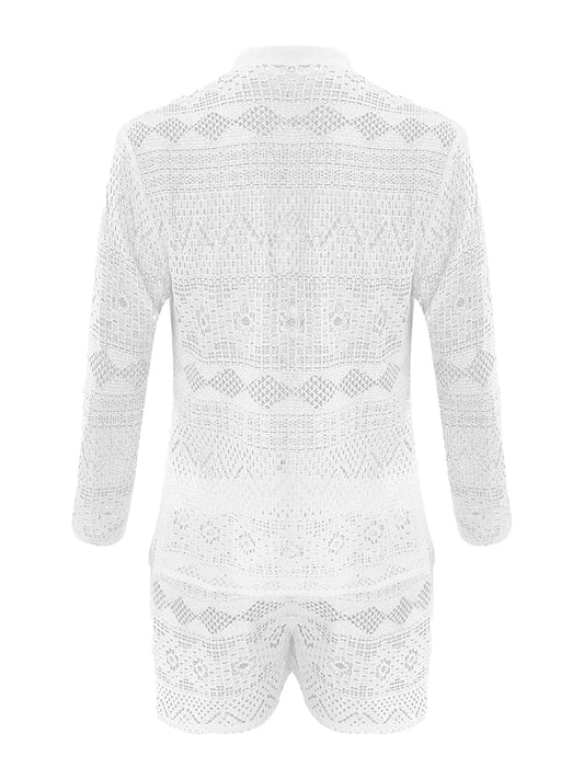 Hollow Out Lace Shirt Sets