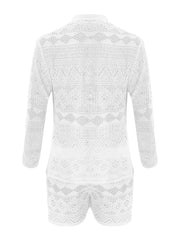 Hollow Out Lace Shirt Sets