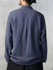 Cotton Linen Loose Fit Long Sleeve Shirt
