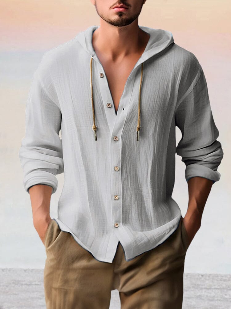 Casual Cotton Linen Hooded Top