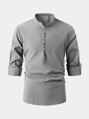 Leisure Half Placket Cotton Linen Shirt