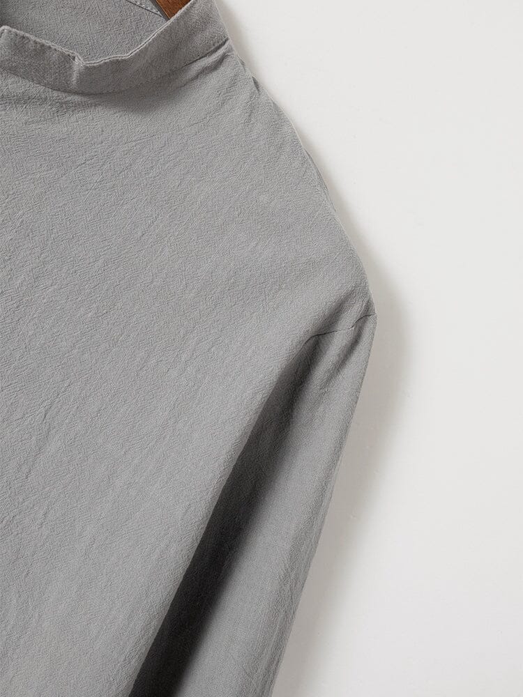 Leisure Half Placket Cotton Linen Shirt