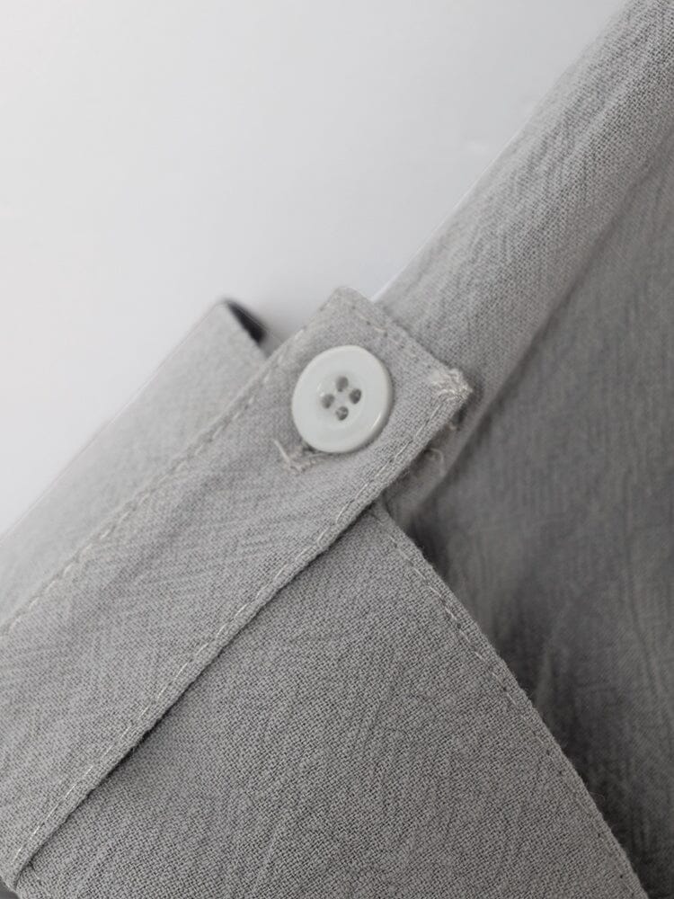 Leisure Half Placket Cotton Linen Shirt