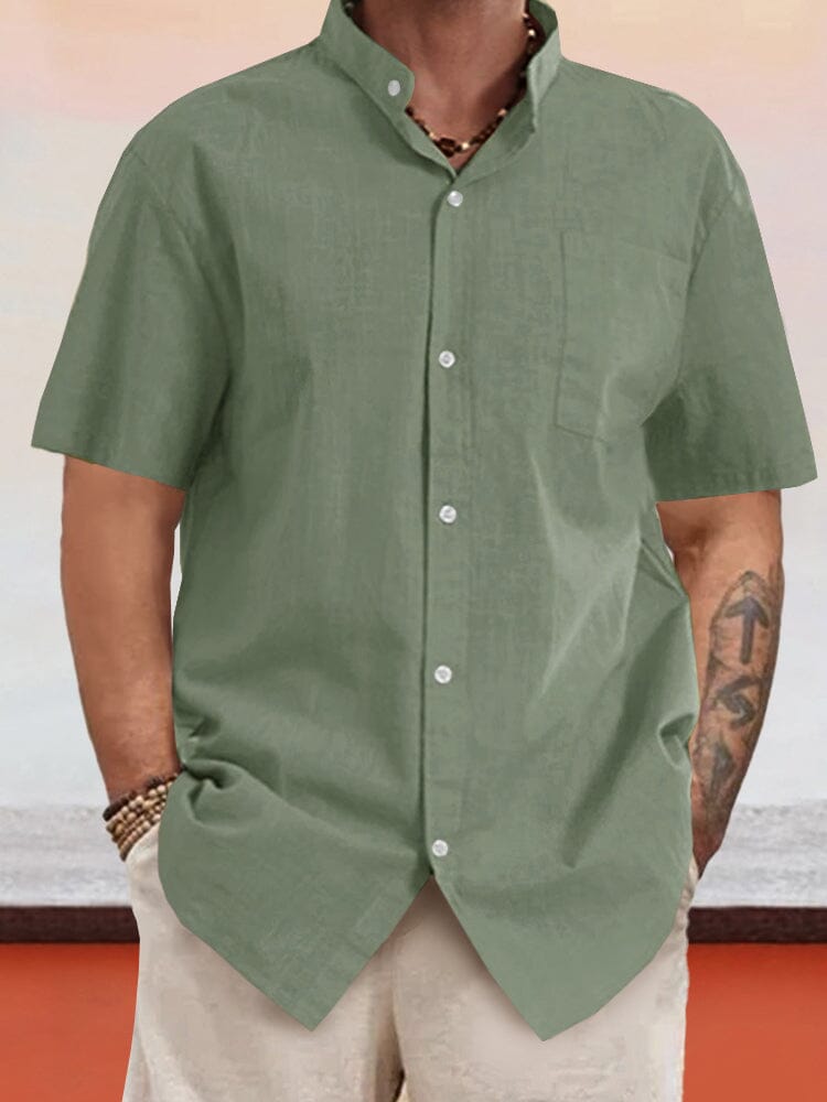 Casual 100% Cotton Stand Collar Shirt