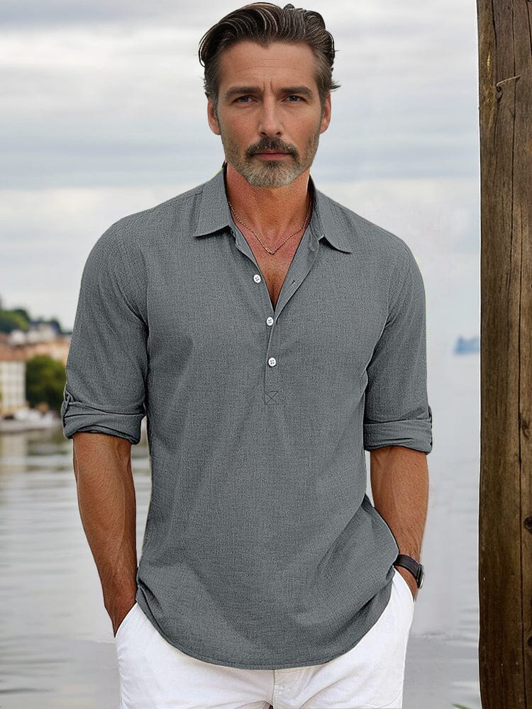 Minimalist Plain Cotton Linen Shirt