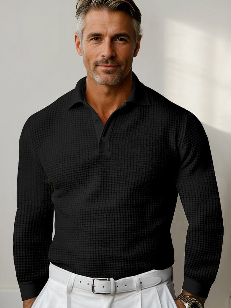 Casual Regular Fit Waffle Polo Shirt