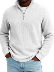 Men's Quarter-zip Waffle Texture Breathable Pullover T-shirt