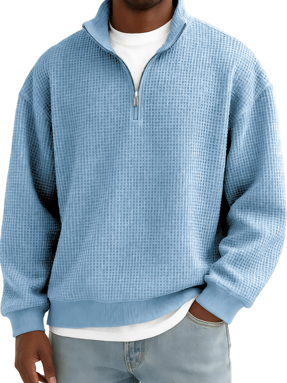 Men's Quarter-zip Breathable Waffle Pullover