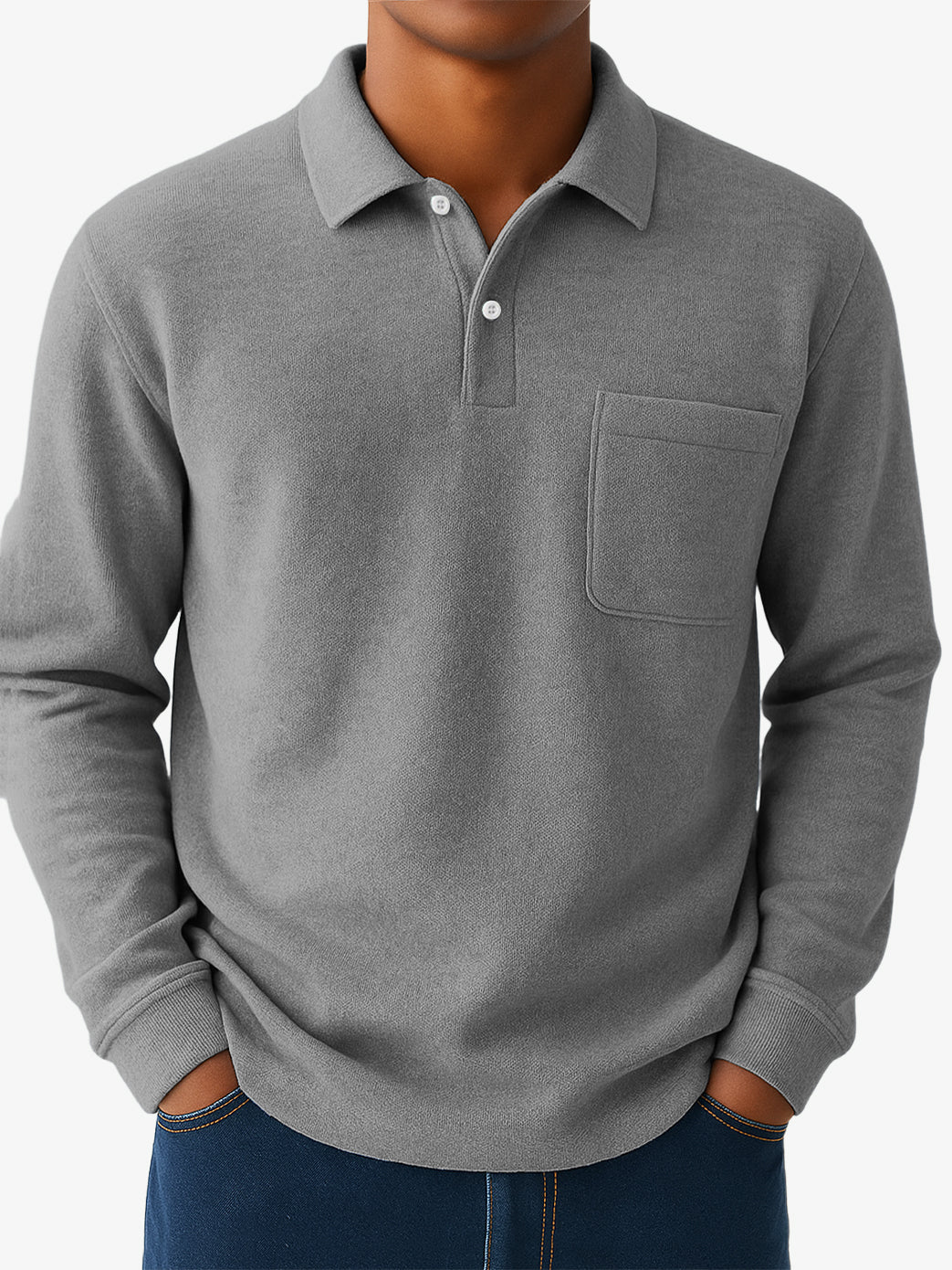 Men's Quality Cotton Casual Everyday Long  Sleeved Polo Shirt