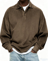 Men's Simple Corduroy Texture Button Daily Pullover POLO Shirt