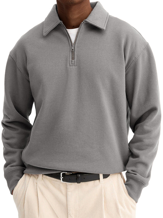 Men's Stylish Quarter-zip Basic Casual Pullover Sweatshirt
