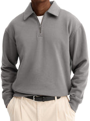 Men's Stylish Quarter-zip Basic Casual Pullover Sweatshirt
