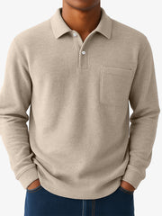 Men's Quality Cotton Casual Everyday Long  Sleeved Polo Shirt