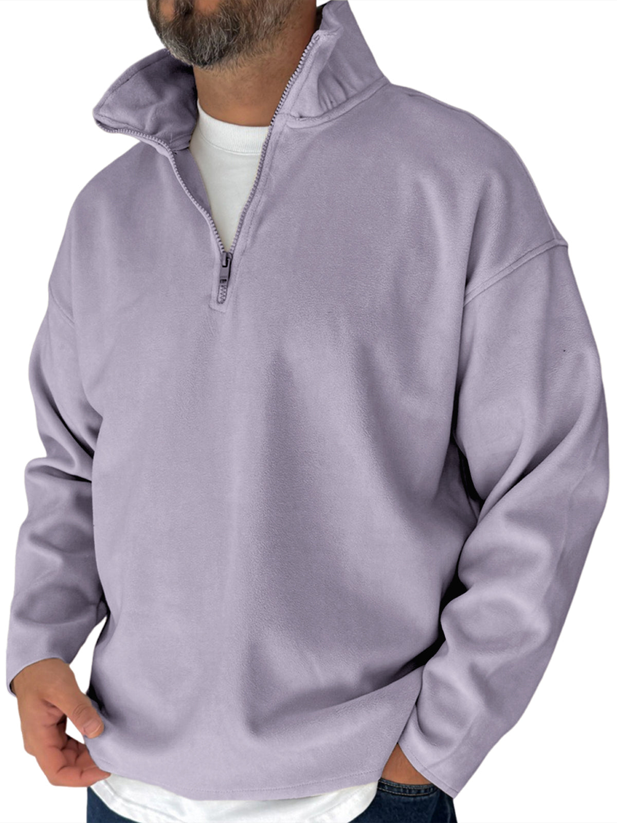 Men's Simple Fleece Half-zip Basic Pullover Sweatshirt