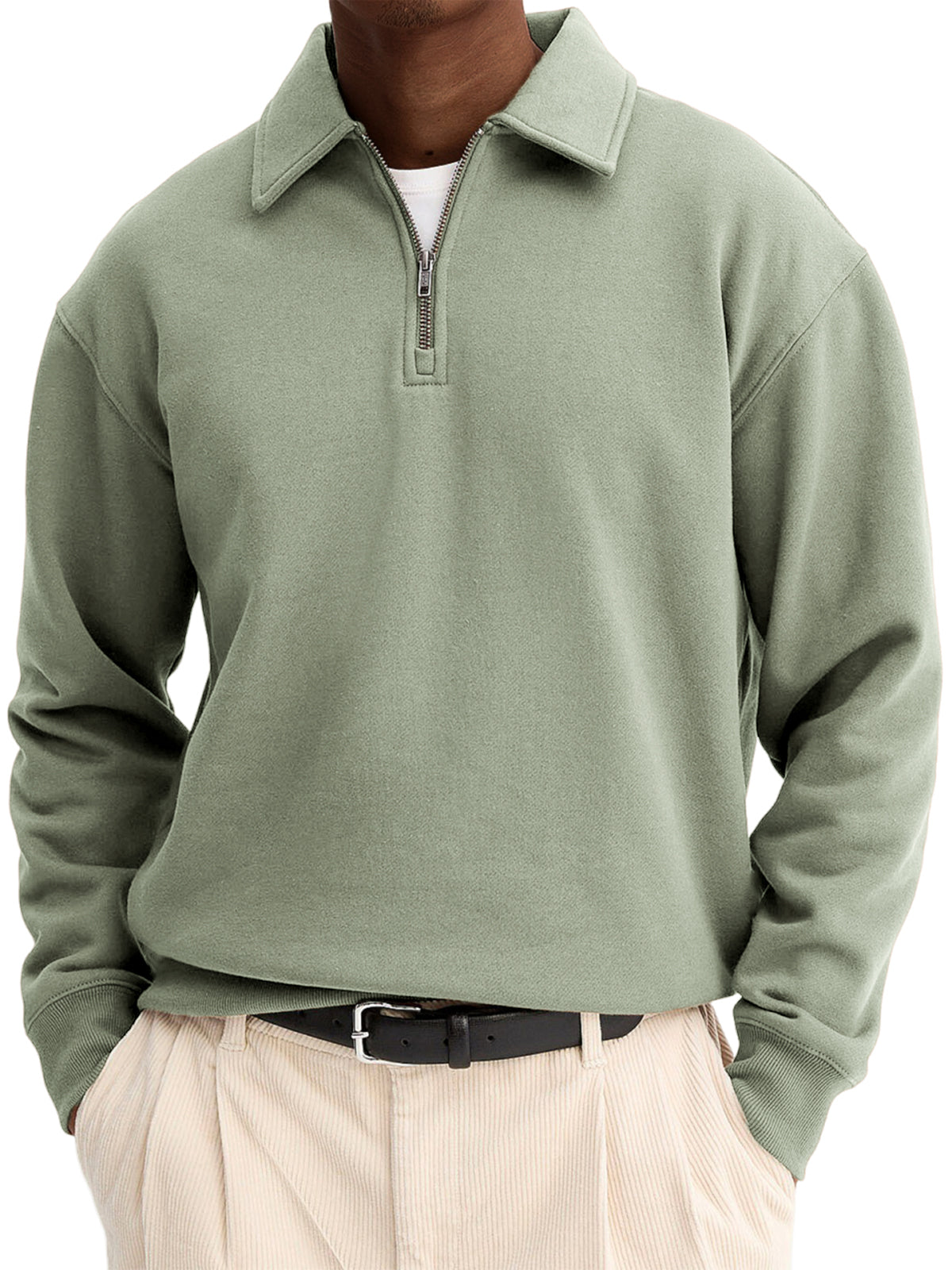 Men's Stylish Quarter-zip Basic Casual Pullover Sweatshirt