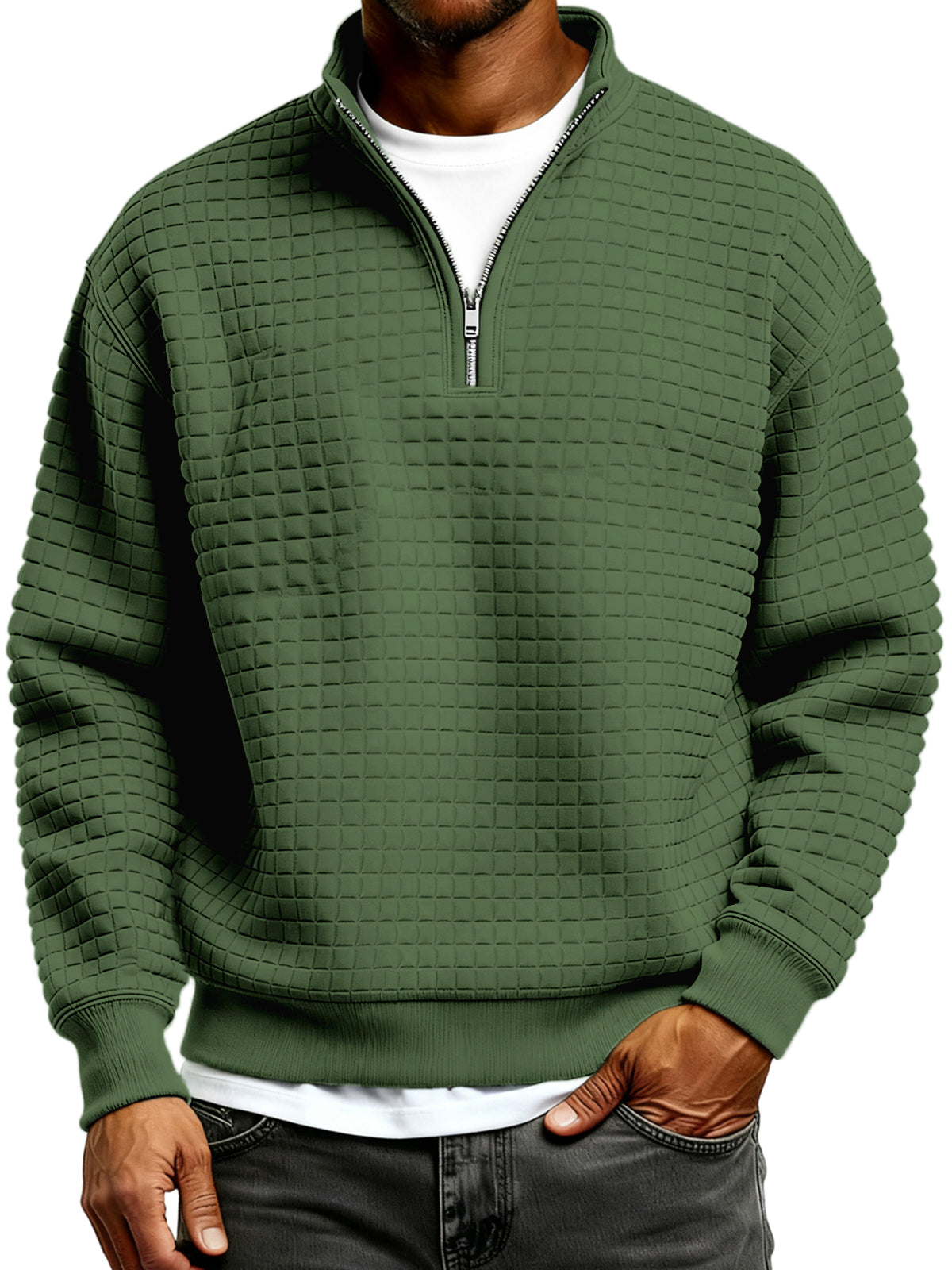 Men's Simple Quilted Quarter Zip Everyday Pullover