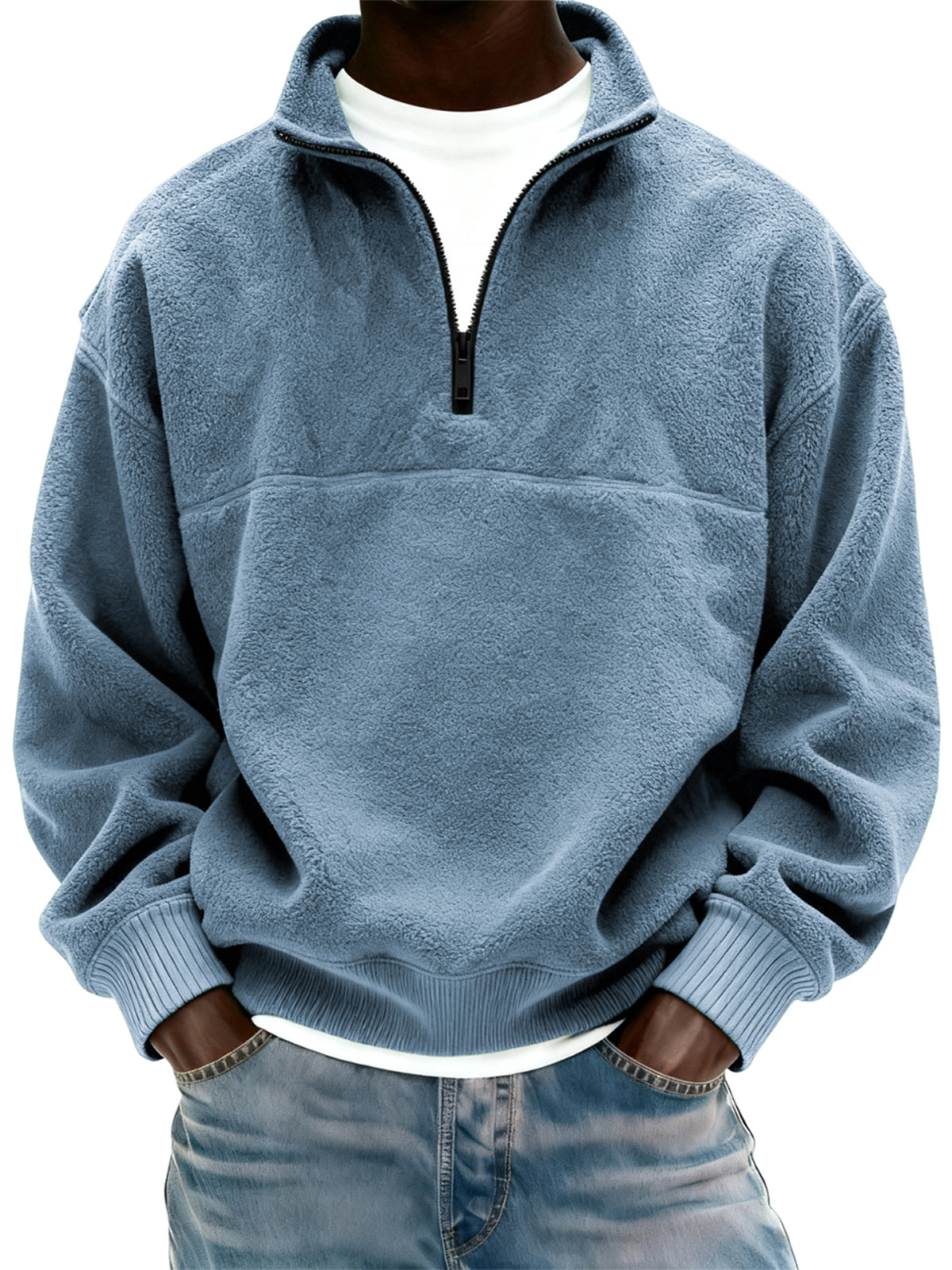 Men's Polar Fleece Quarter Zip Pullover Sweatshirt