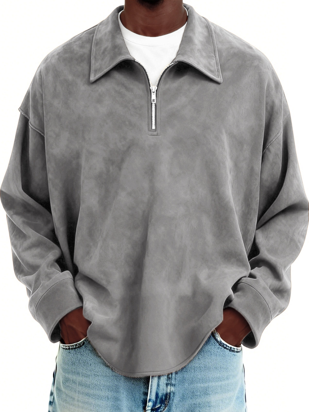 Men's Vintage Suede Quarter Zip Pullover