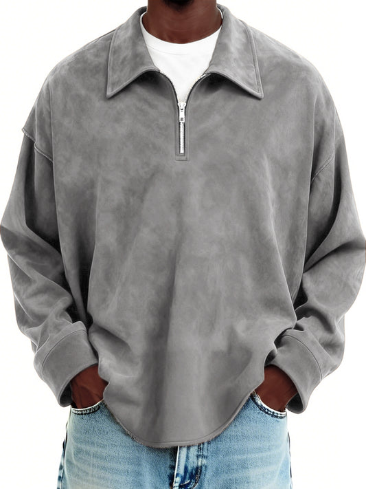 Men's Vintage Suede Quarter Zip Pullover