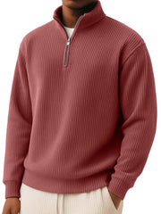 Men's Simple Casual Quarter Zip Long-sleeved T-shirt