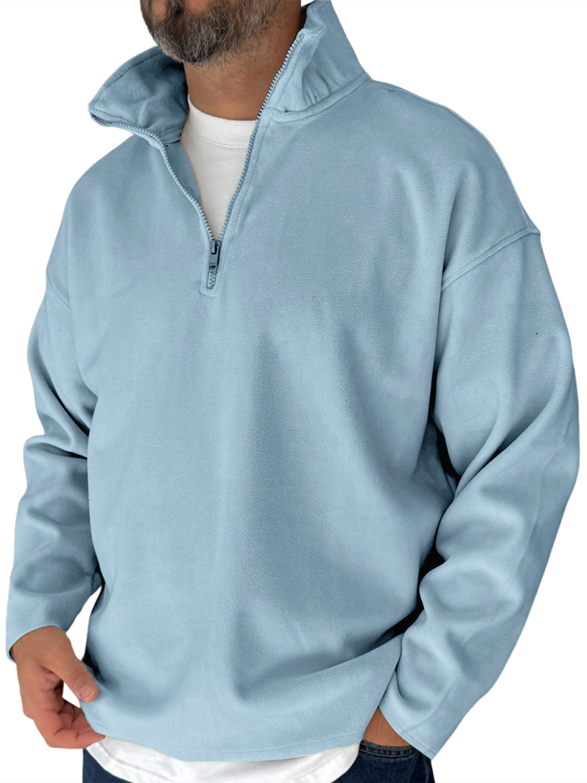Men's Simple Fleece Half-zip Basic Pullover Sweatshirt