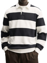 Men's Casual Striped Contrast Collar Polo Shirt