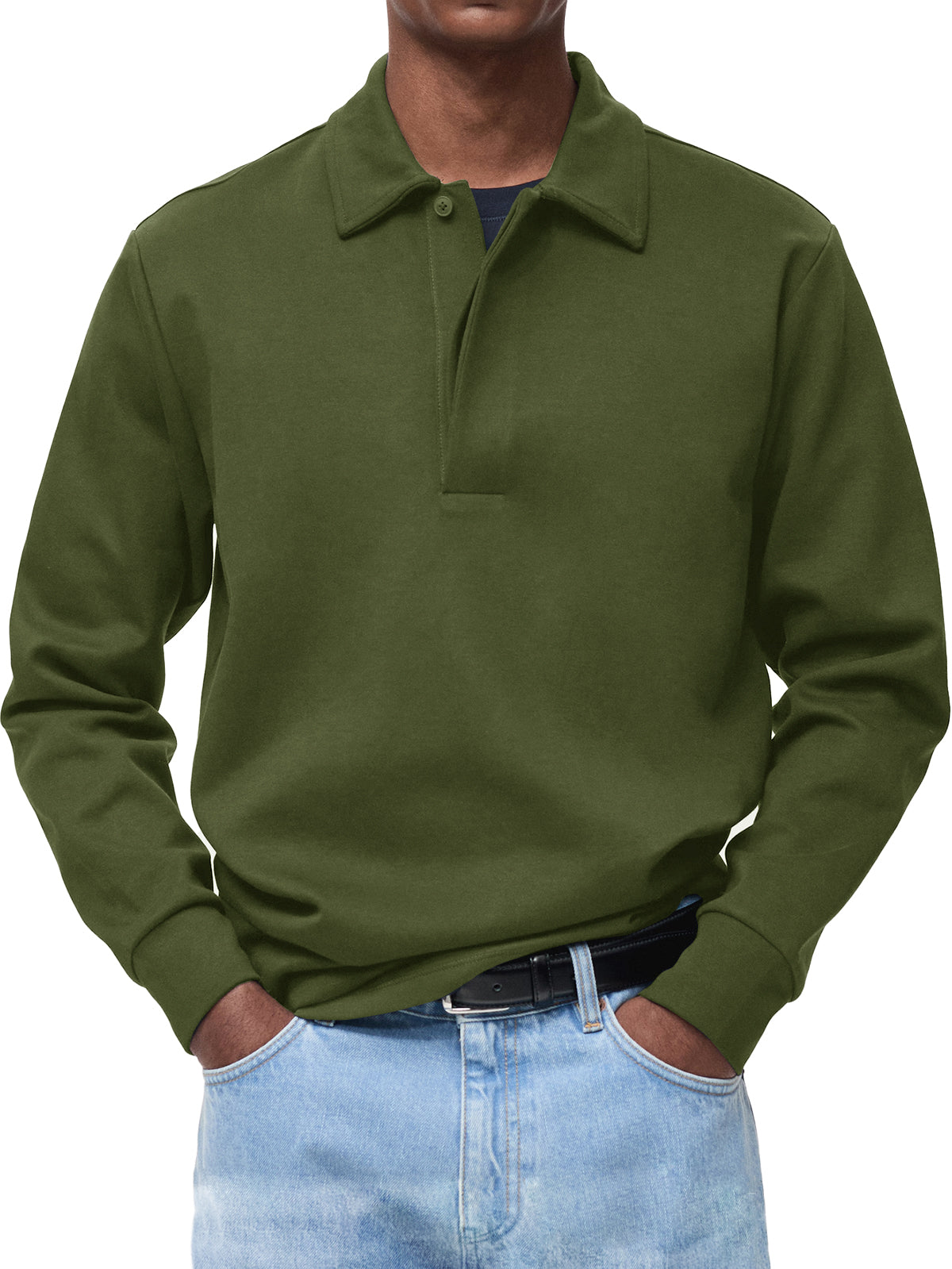 Men's Comfortable Everyday Lapel Button-down Casual Long-sleeved Polo Shirt