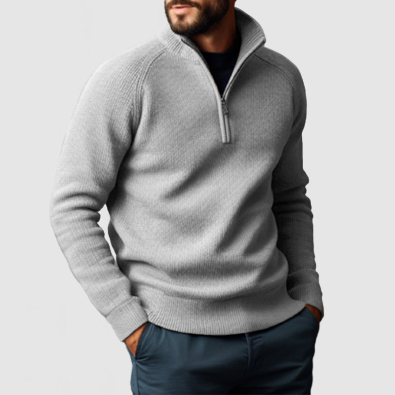 Men's Stand Collar Zipper Cashmere Basic Sweater