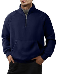 Men's Quarter Zip Casual Fleece Cotton Pullover Sweater